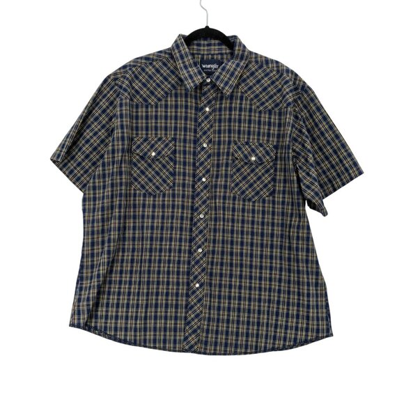 Wrangler Pearl Snap Shirt Men Size XXL Plaid Western Cowboy Country Rodeo Modern - Picture 1 of 10